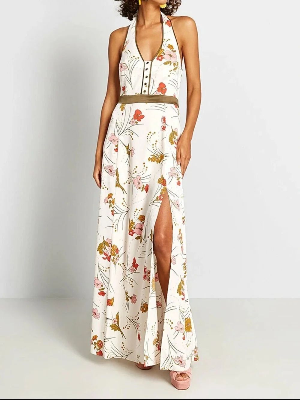NWT MODCLOTH Retro Floral Halter Maxi Dress 14